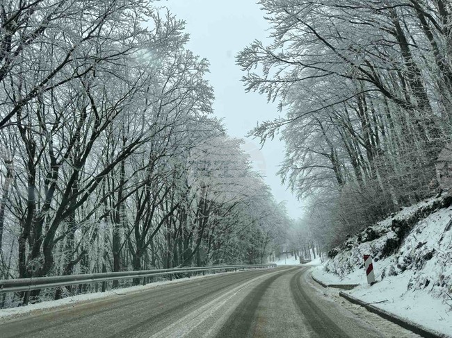 В прохода Шипка вали сняг, видимостта е ограничена поради мъгла 