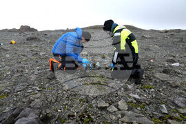 Group of Scientists from 32nd Antarctic Expedition Work on Projects at Ereby Point