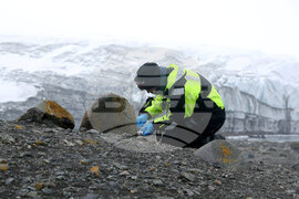 Group of Scientists from 32nd Antarctic Expedition Work on Projects at Ereby Point
