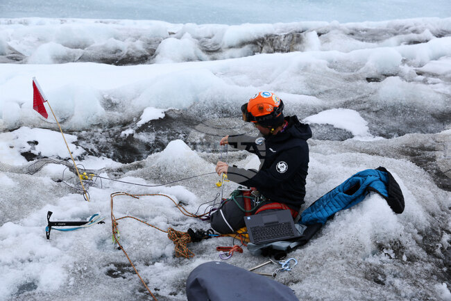 Scientists study glacier crevasses, test water samples for microplastics in Antarctica