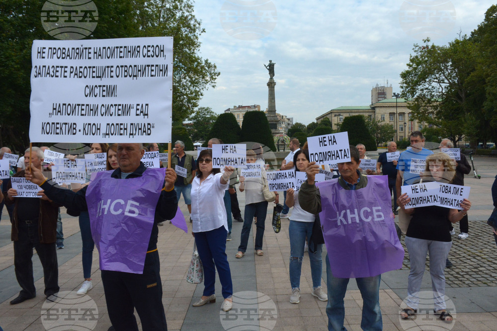 Служители на "Напоителни системи" - клон "Долен Дунав" протестират в Русе в защита на управителката си