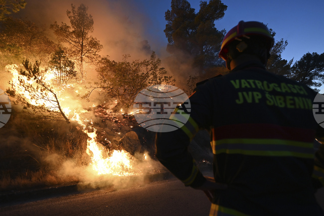 Стотици хектари трева и ниска растителност са изгорели в горски пожар в Хърватия; пожарникарите продължават да се борят със стихията