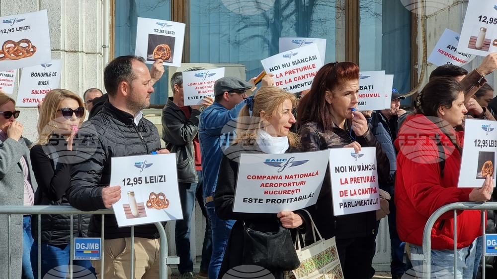 Румъния - членове на профсъюзите на летищата - протест
