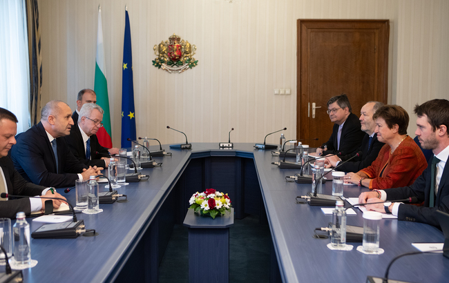 Президентът Румен Радев проведе среща с управляващия директор на Международния валутен фонд Кристалина Георгиева