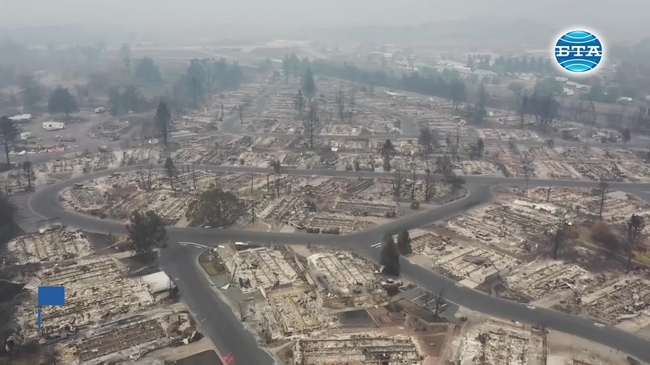 Дрон снима разрушенията от пожарите в Орегон, САЩ