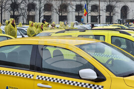 Румъния -  таксиметрови шофьори - протест