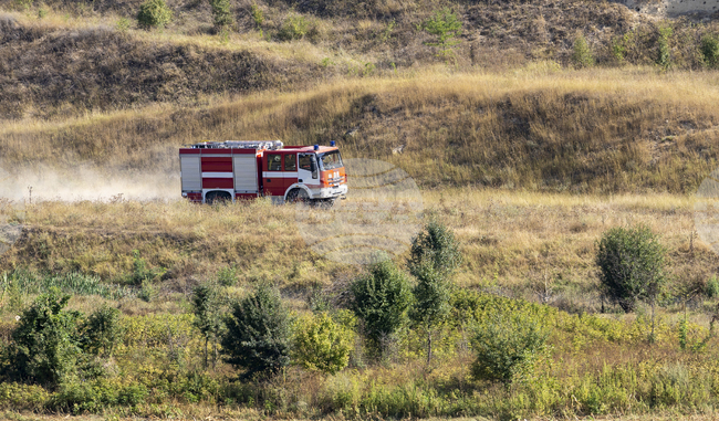 Товарен камион изгоря при пожар край разклона за село Енево, община Добричка