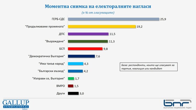 Между шест и осем партии биха влезли в парламента, ако изборите са днес, според изследване на „Галъп интернешънъл болкан“