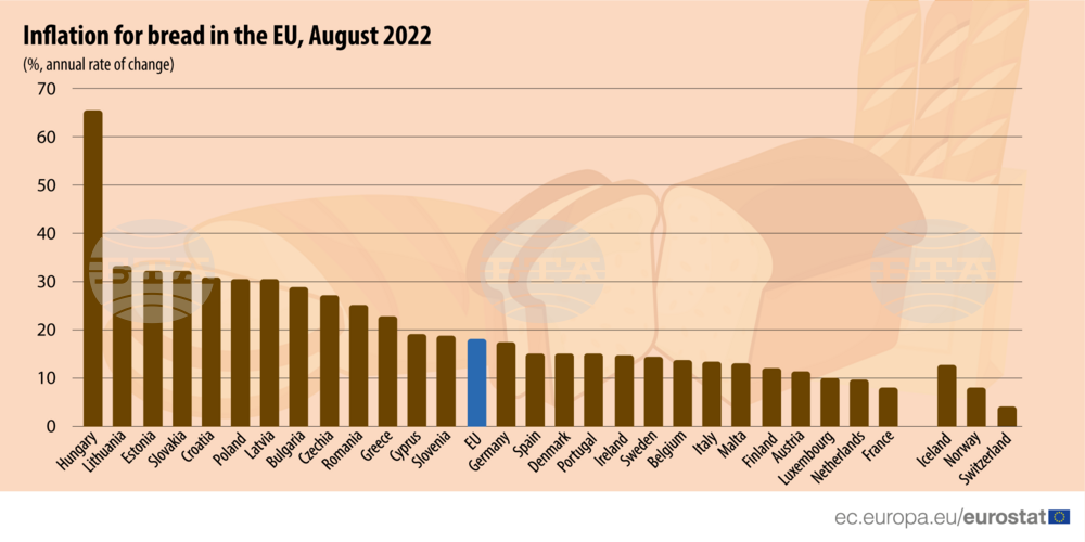 Eurostat: Average 18% Rise of Bread Price in EU, Just Under 30% in Bulgaria Y/Y