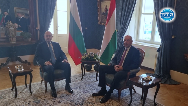 С официална церемония пред президентския дворец бе посрещнат Румен Радев от своя колега Тамаш Шуйок в унгарската столица Будапеща