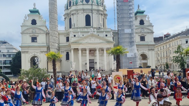 Bulgarian Dancers Fill Vienna's Karlsplatz Square