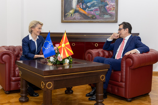 Президентът на Северна Македония Стево Пендаровски е разговарял с председателя на Европейската комисия Урсула фон дер Лайен