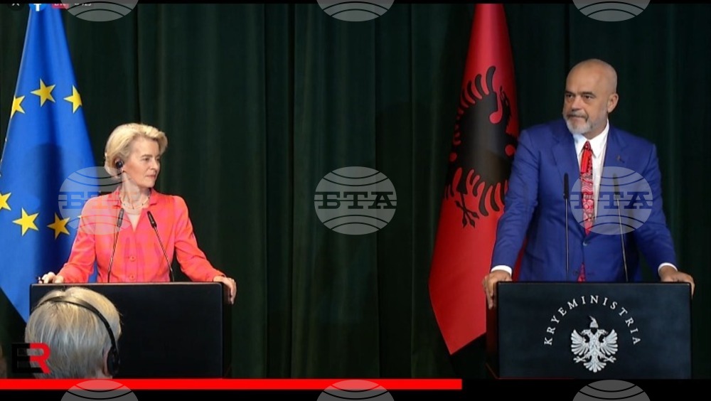 АТА: Рама след среща с Фон дер Лайен: Железопътната линия Тирана-Дуръс ще бъде готова през пролетта на 2024 г.