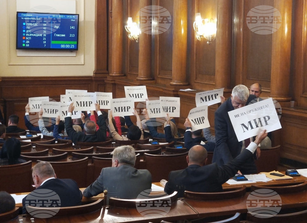 Парламент - заседание - гласуване - Решение за оказване на военна и военно-техническа подкрепа на Украйна и за укрепване на отбранителните способности на България