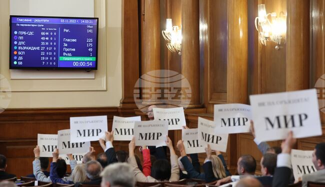 Парламент - заседание - гласуване - Решение за оказване на военна и военно-техническа подкрепа на Украйна и за укрепване на отбранителните способности на България