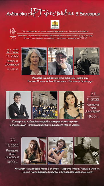 Първи Албански Арт фестивал у нас ще се проведе на 21 и 22 ноември с подкрепата на българското Министерство на културата