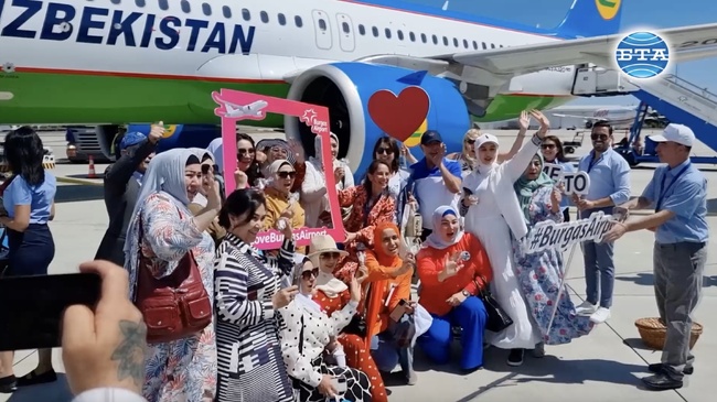 Летище Бургас посреща за първи път в историята си полет от Узбекистан