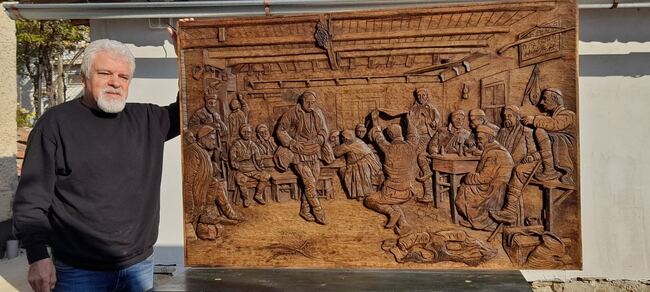 Община Ловеч: Ловешки дърворезбар направи реплика на прочутата  картина „Ръченица“