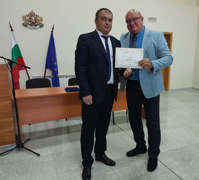 Община Видин получи грамота от Областната дирекция на МВР за успешна съвместна работа