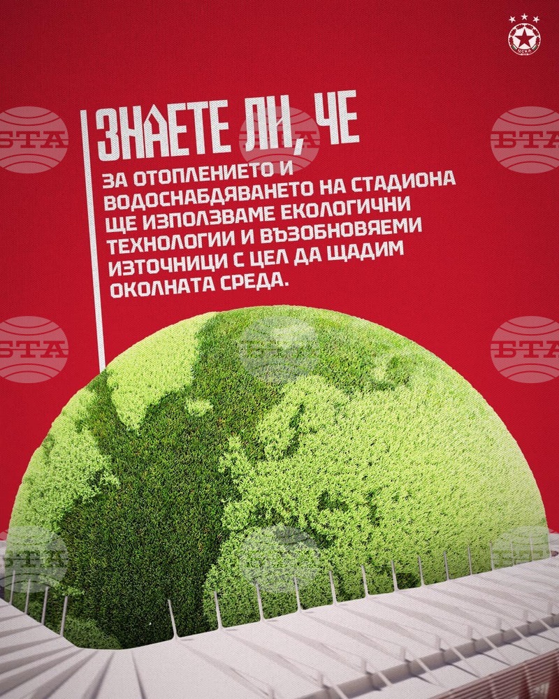 Опазване на околната среда е сред основните приоритети в проекта за новия стадион на ЦСКА, заявиха от клуба