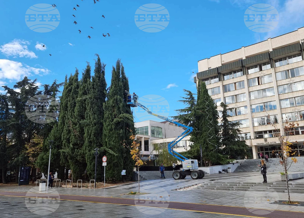 Започна монтирането на коледната украса в Стара Загора