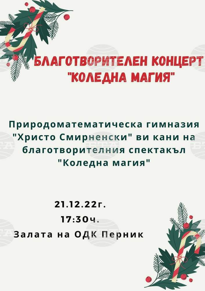 Природоматематическата гимназия в Перник организира благотворителен коледен концерт в подкрепа на двама свои ученици