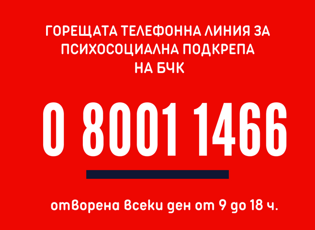 Горещата телефонна линия за психосоциална подкрепа на БЧК вече предоставя помощ и на пострадали от конфликта в Украйна