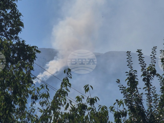 Продължава гасенето на пожара, който пламна вчера край санданското село Горно Спанчево