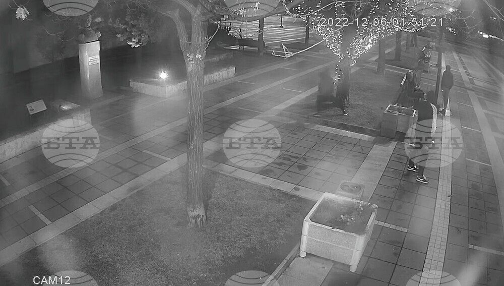 Чрез системата за видеонаблюдение в Благоевград са заснети двама мъже, докато се опитват да увредят част от коледната украса на града