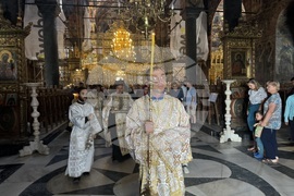 Адрианополският епископ Евлогий и монаси от Рилския манастир изнесоха Чудотворната икона на Света Богородица и отслужиха водосвет