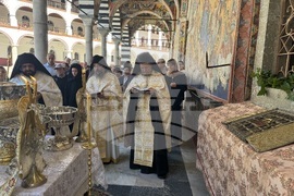 Адрианополският епископ Евлогий и монаси от Рилския манастир изнесоха Чудотворната икона на Света Богородица и отслужиха водосвет