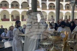 Адрианополският епископ Евлогий и монаси от Рилския манастир изнесоха Чудотворната икона на Света Богородица и отслужиха водосвет