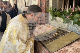 Адрианополският епископ Евлогий и монаси от Рилския манастир изнесоха Чудотворната икона на Света Богородица и отслужиха водосвет