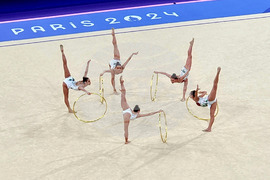 Франция - XXXIII Летни олимпийски игри - художествена гимнастика, национален ансамбъл на България, многобой, квалификации, пет обръча