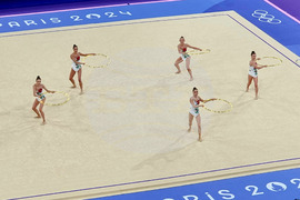 Франция - XXXIII Летни олимпийски игри - художествена гимнастика, национален ансамбъл на България, многобой, квалификации, пет обръча