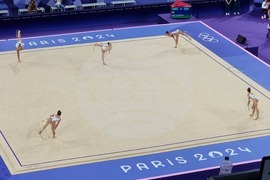 Франция - XXXIII Летни олимпийски игри - художествена гимнастика, национален ансамбъл на България, многобой, квалификации, пет обръча