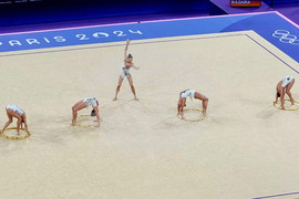 Франция - XXXIII Летни олимпийски игри - художествена гимнастика, национален ансамбъл на България, многобой, квалификации, пет обръча