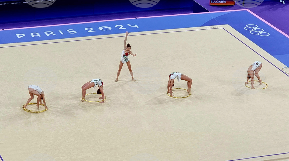 Франция - XXXIII Летни олимпийски игри - художествена гимнастика, национален ансамбъл на България, многобой, квалификации, пет обръча