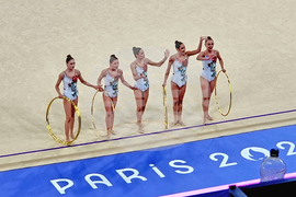 Франция - XXXIII Летни олимпийски игри - художествена гимнастика, национален ансамбъл на България, многобой, квалификации, пет обръча