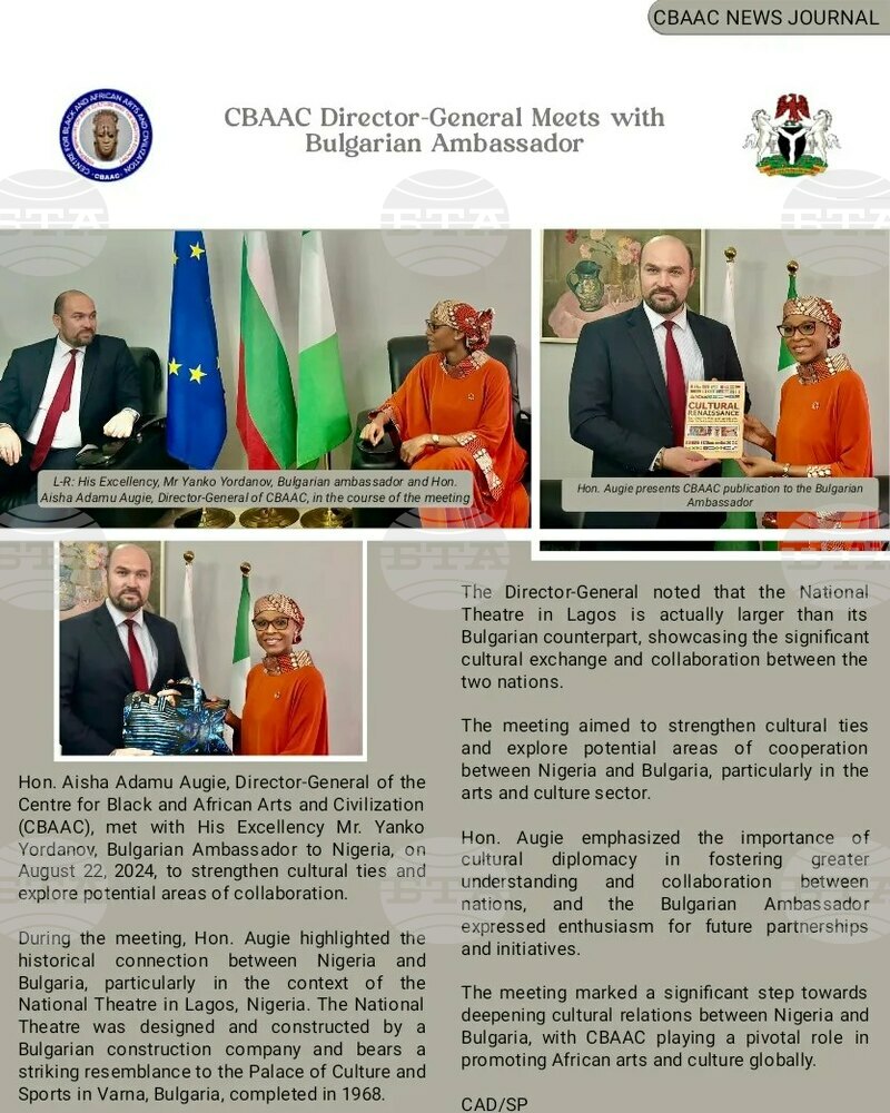 Bulgarian Ambassador to Nigeria Meets with Centre for Black and African Arts and Civilization Director General