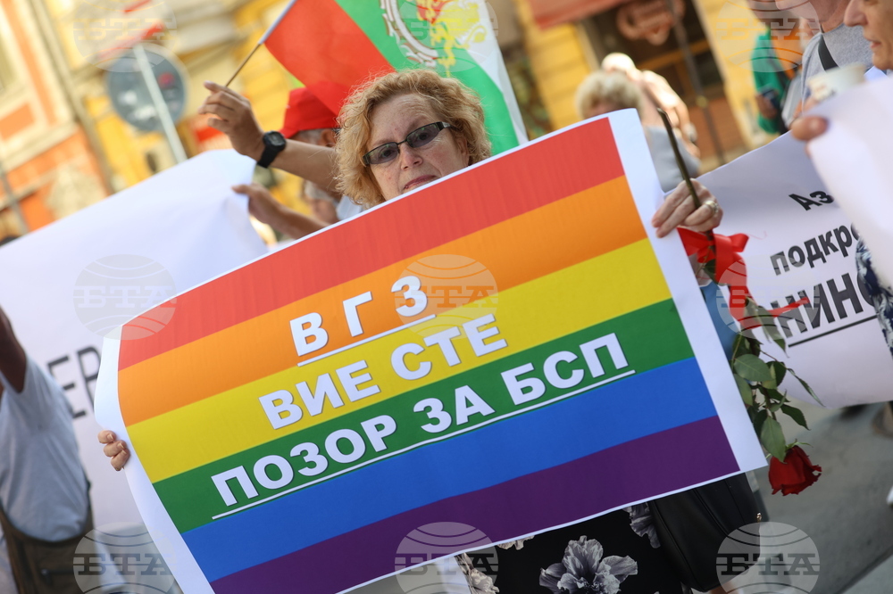 БСП - Национален съвет - протестиращи