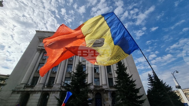 Румъния - протестен митинг - представители на синдикатите в железопътния транспорт