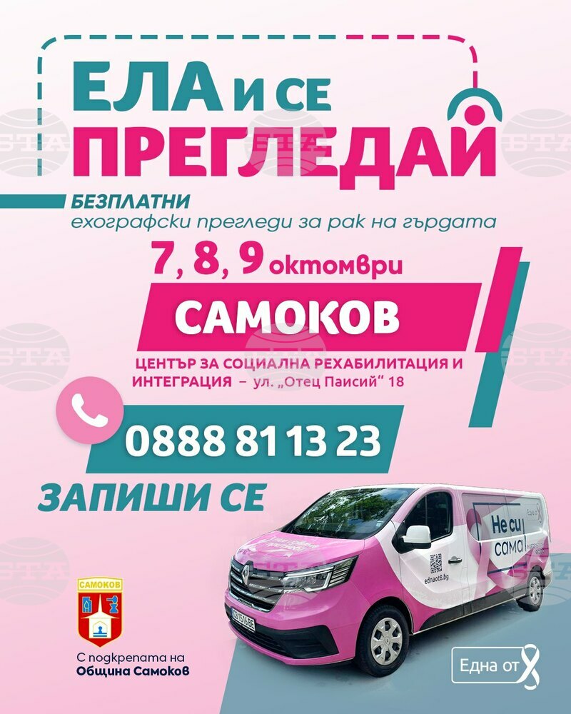 В Самоков ще има безплатни ехографски прегледи за рак на гърдата