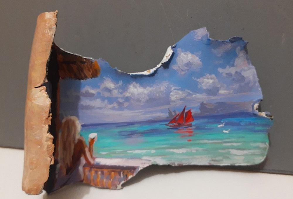Bulgarian in Ukraine Paints Landscapes on Missile, Shell Fragments