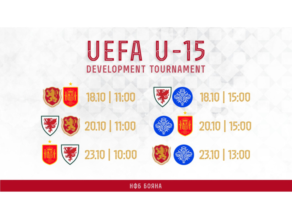 България U15 посреща Испания, Исландия и Уелс в турнир за развитие в НФБ „Бояна“