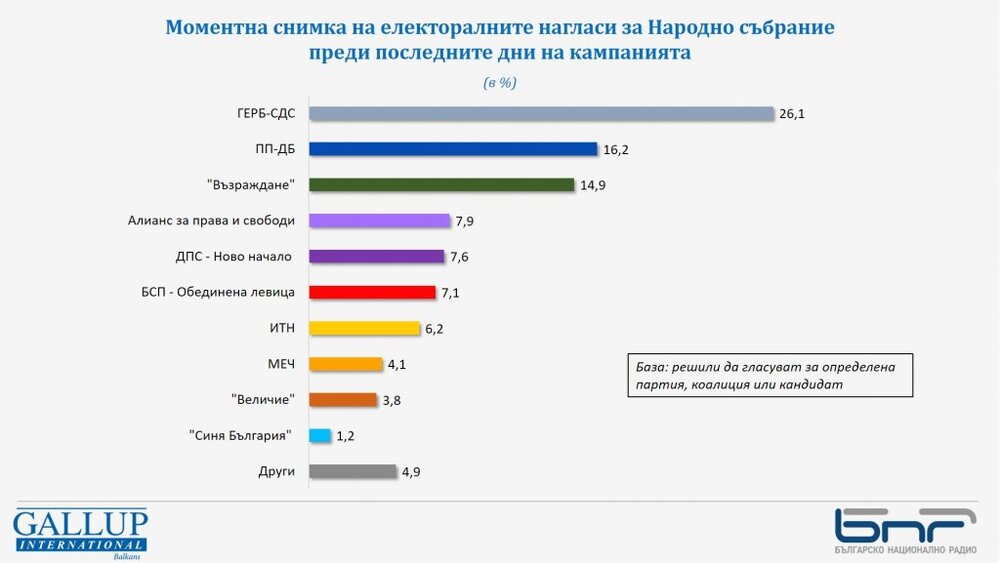 Очакваната активност за гласуване за Народното събрание е 31,1%, показва проучване на „Галъп интернешънъл болкан“