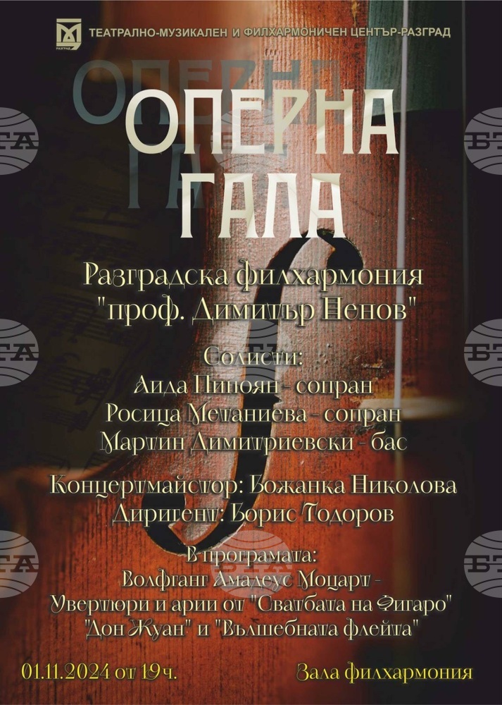 Разградската филхармония отбелязва Деня на народните будители с концерт, посветен на Моцарт