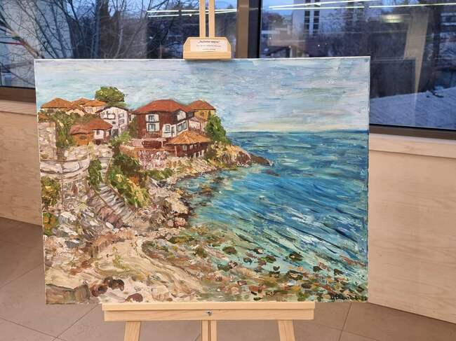 Изложба "Морски приказки" на Весела Величкова откриха в Българския културно-информационен център в Скопие